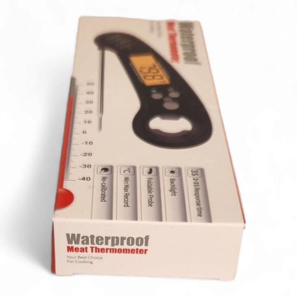 Waterproof Meat Thermometer with Backlight, Foldable Probe, Digital Display New - Picture 9 of 9